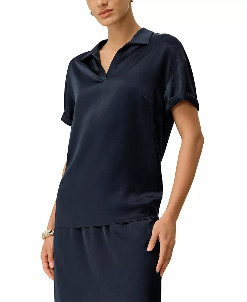 Lilysilk Washable Silk Charmeuse Polo Top