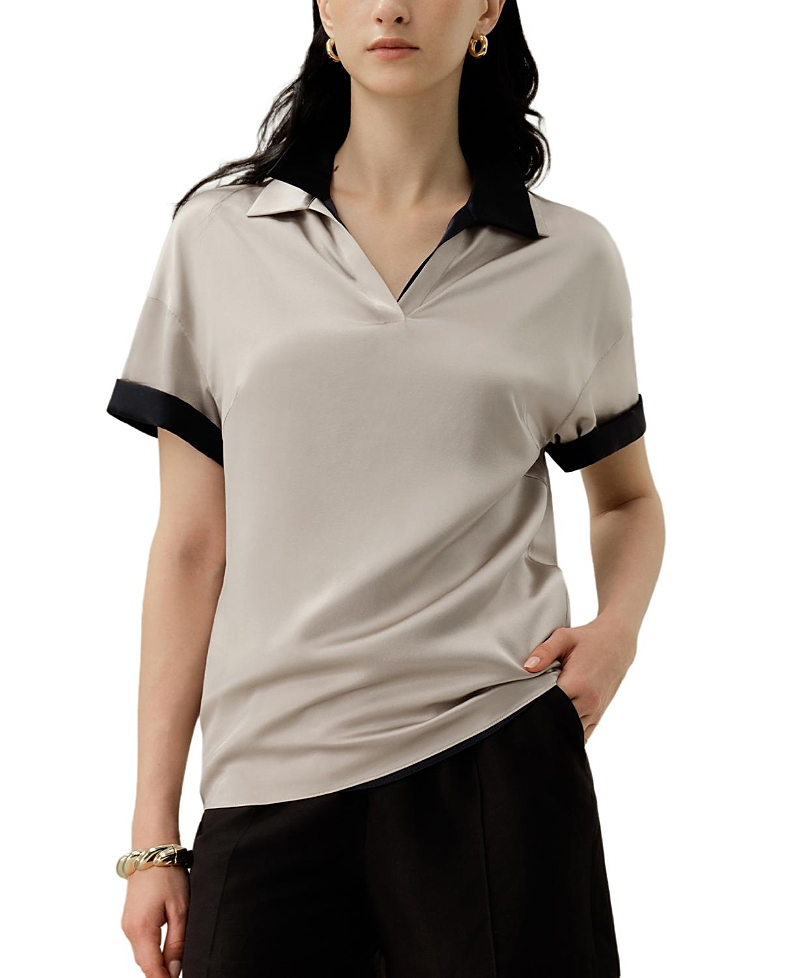 Lilysilk Washable Silk Charmeuse Polo Top