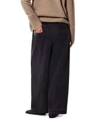 Casual Denim Barrel Jeans in Washed Black