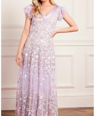 Ethereal Blooms Short Sleeve Ankle Gown