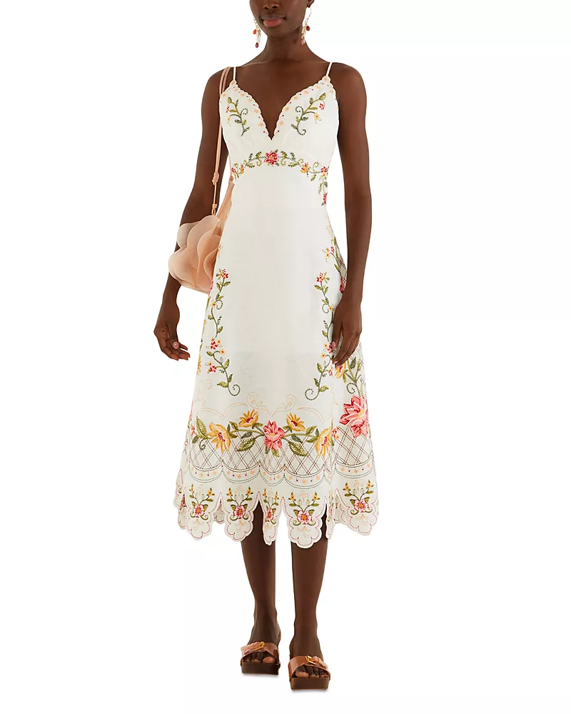 Farm Rio Embroidered Midi Dress