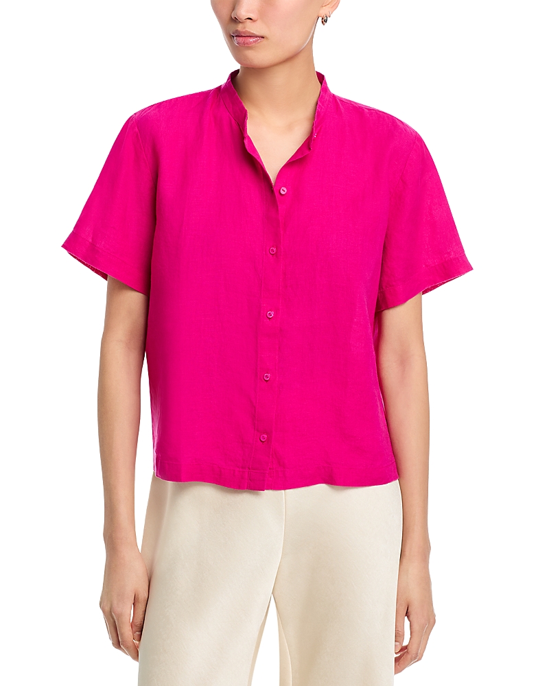 Eileen Fisher Mandarin Collar Short Sleeve Shirt