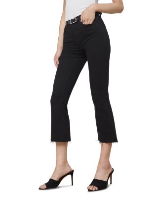Kendra High Rise Crop Flare Jeans in Black