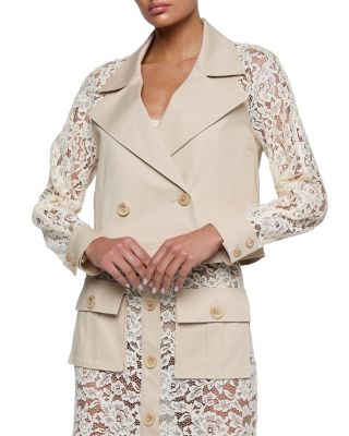 Novelle Lace Sleeve Trench Coat