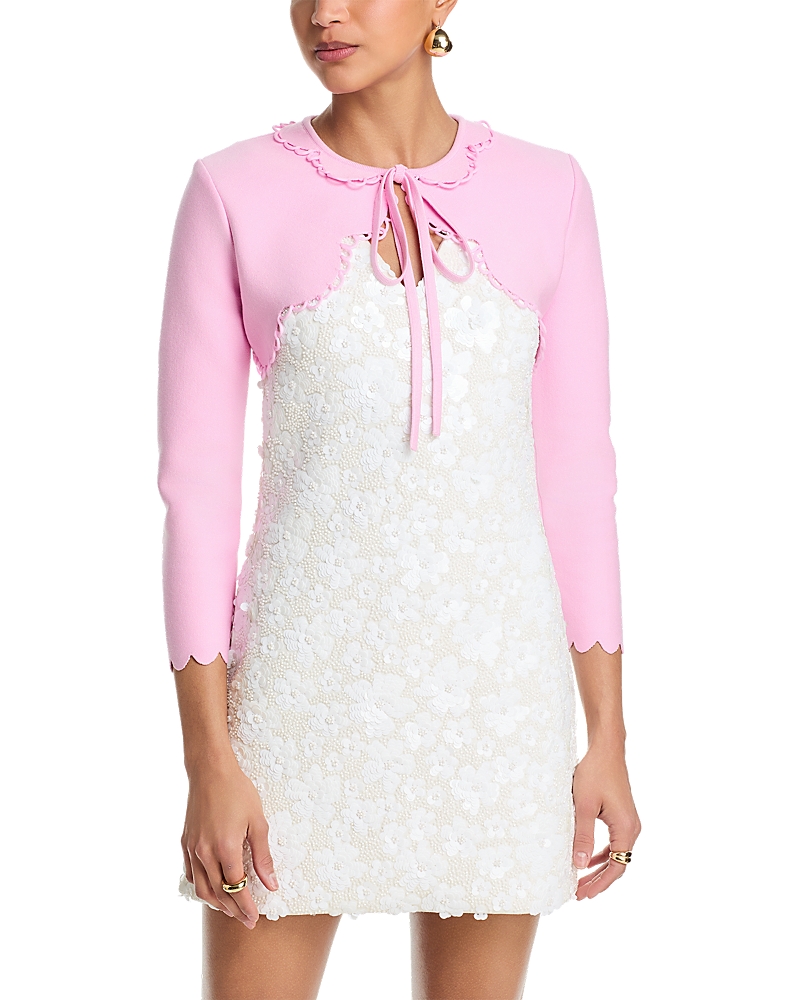 Oscar de la Renta Scallop Edge Bolero Cardigan Sweater