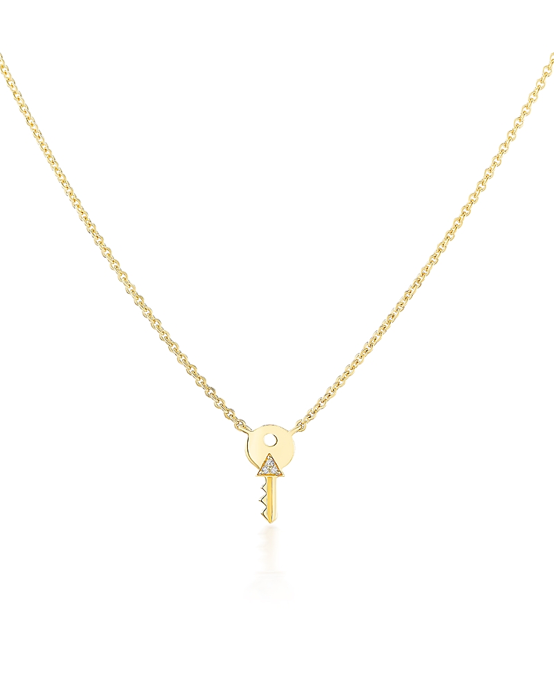 Harwell Godfrey 18K Yellow Gold 1975 Diamond Accent Tiny Key Pendant Necklace, 16