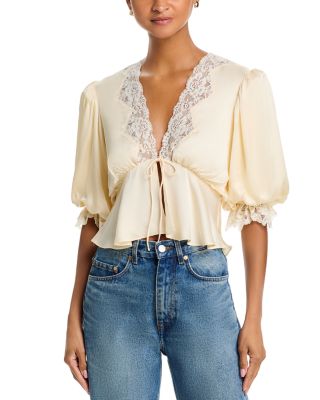 V Neck Lace Trim Top