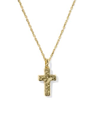 Cross Pendant Necklace in 14K Gold Pated, 19"