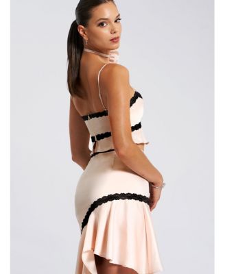  Yareli Lace Trim Satin Strappy Top