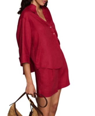  Women's Linen Short Sleeve Resort Shirt