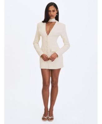  Jeannie Cream Blazer Mini Dress with Scarf