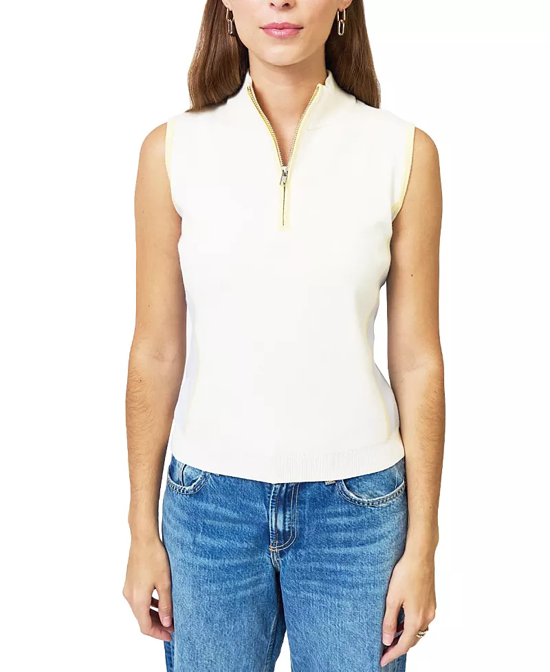 Central Park West Women's Birdie Sleeveless 3/4 Zip Sweater