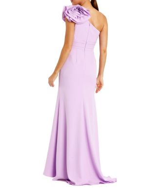  Crepe One Shoulder Gown With 3D Flower