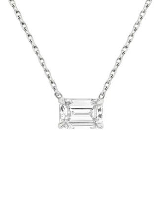  Solitaire Necklace in 14K Gold, 0.75ctw Emerald Lab Grown Diamond