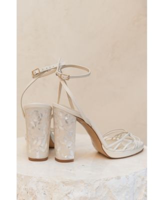  Women's Rosalina Ankle Strap Pearl Platform Heel Sandal