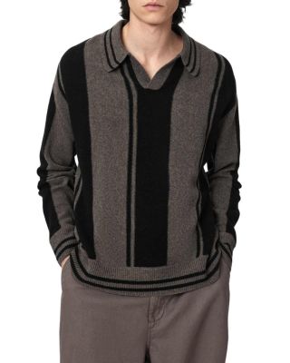 Taylor Stripe Block Long Sleeve Polo Shirt