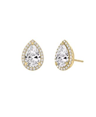  Halo Stud in 14K Gold, 1.5ctw Pear Lab Grown Diamond