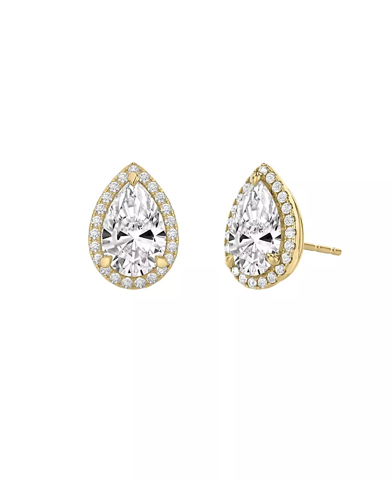 Vrai Halo Stud in 14K Gold, 1.5ctw Pear Lab Grown Diamond
