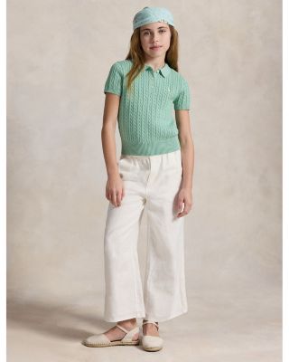 Girls' Mini Cable Cotton Polo Sweater - Big Kid