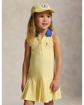 Girls' Pleated Mesh Quarter-Zip Polo Dress - Little Kid