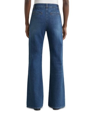 Claude High Rise Pintuck Flare Jeans in Mid Blue - thumbnail 3