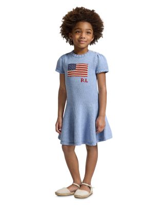 Girls' Flag Intarsia Cotton Sweater Dress - Little Kid, Big Kid