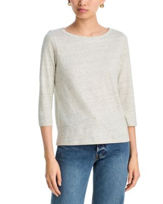 Boat Neck Three Quarter Length Sleeve Top 