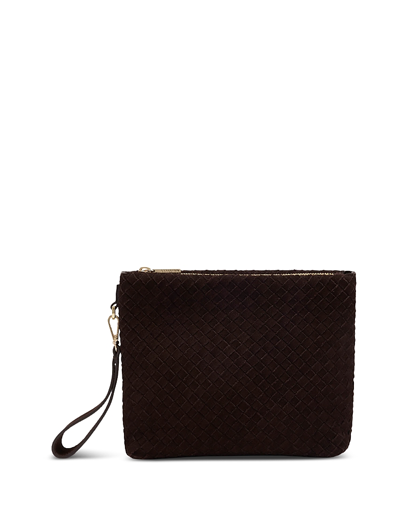 Whistles Avah Woven Suede Zip Clutch