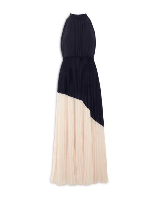 Kimira Navy Pleated Maxi Dress 