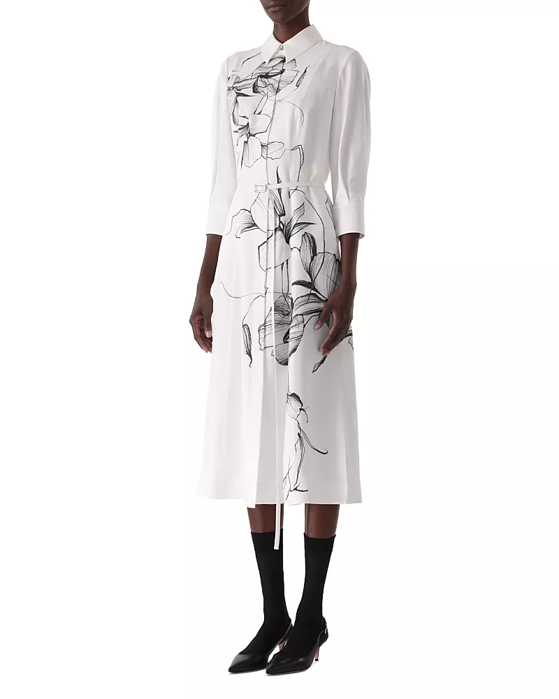 Jason Wu Collection Shadow Floral Silk Twill Shirtdress