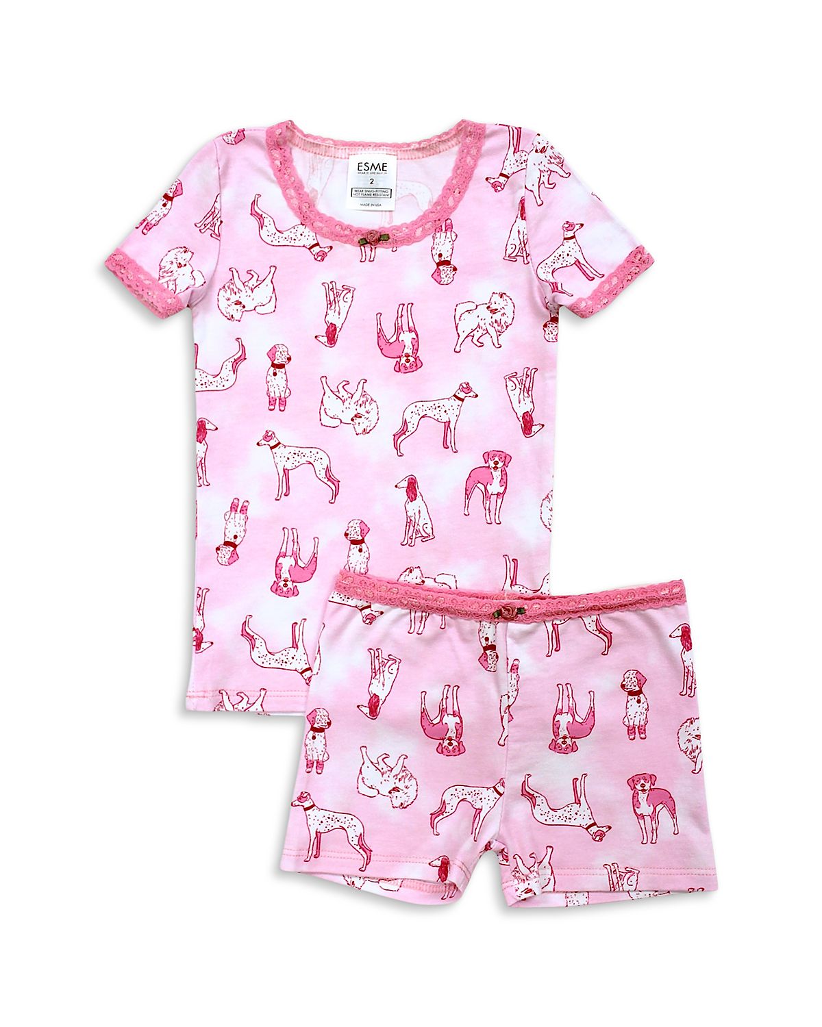 Esme Girls' Paw Club Short Sleeved Shorts Pajama Set - Little Kid