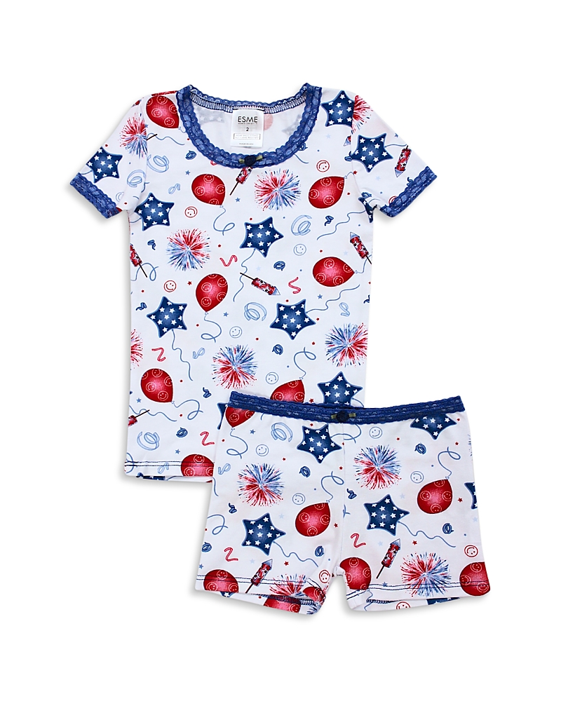 Esme Girls' Printed Short Sleeved Top & Shorts Pajama Set - Little Kid