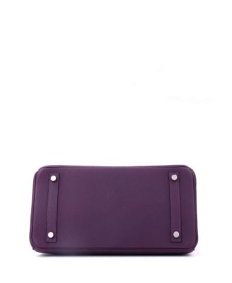 Birkin 30 Handbag Purple Clemence with Palladium Hardware