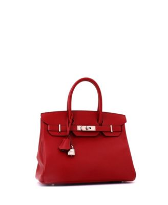 Birkin 30 Handbag Red Epsom with Palladium Hardware