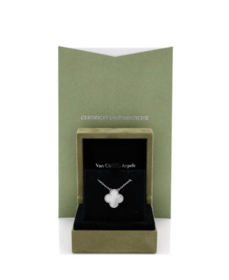  Vintage Alhambra Pendant Necklace 18K White Gold and Mother of Pearl, 18.5"