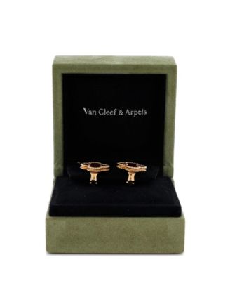  Vintage Alhambra Earrings 18K Gold and Carnelian