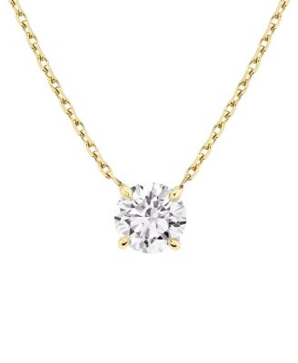  Solitaire Necklace in 14K Gold, 2ctw Round Brilliant Lab Grown Diamond