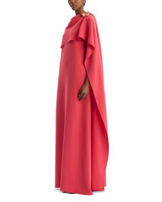 Draped Shoulder Brooch Detail Georgette Caftan Dress