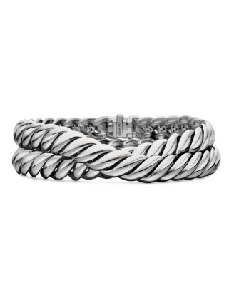 Sculpted Cable Double Wrap Bracelet in Sterling Silver