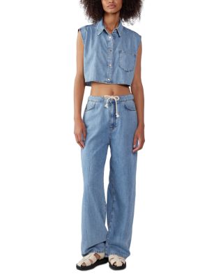 Nesta Drawstring High Rise Jeans in Prime Indigo