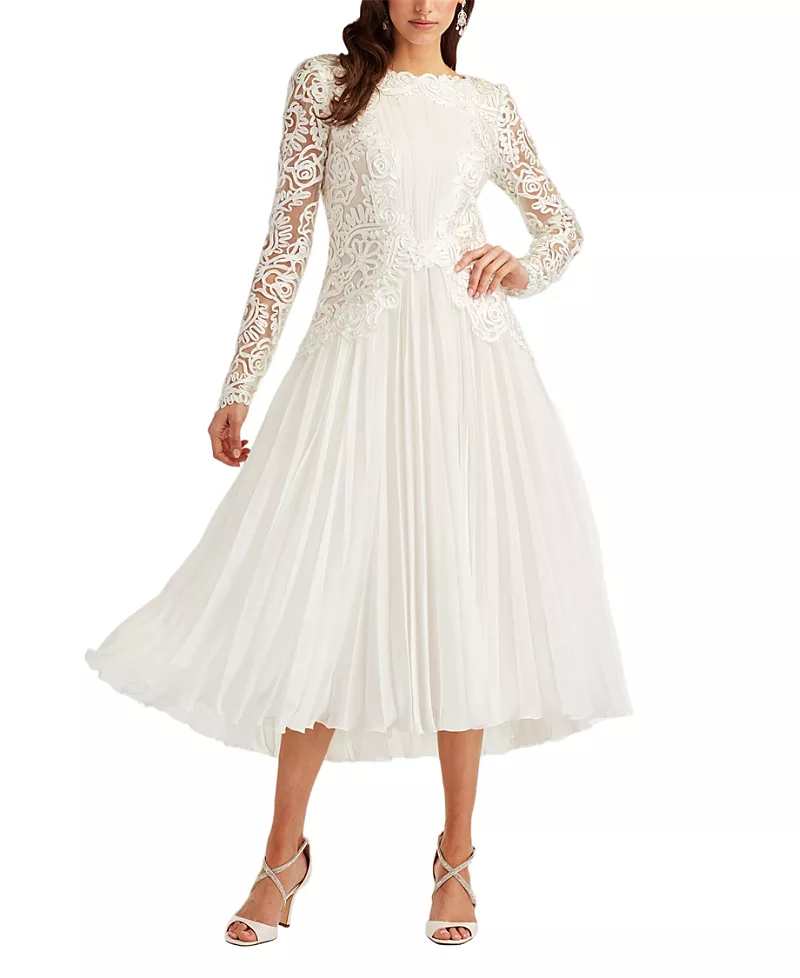 Tadashi Shoji Caius Embroidered Illusion Midi Dress