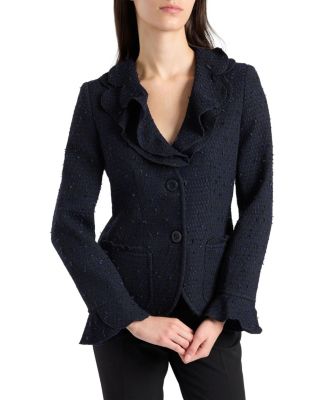 Celeste Ruffle Jacket in Luxury Tonal Tweed