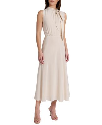  Petra Sleeveless Mock Neck Silk Midi Dress