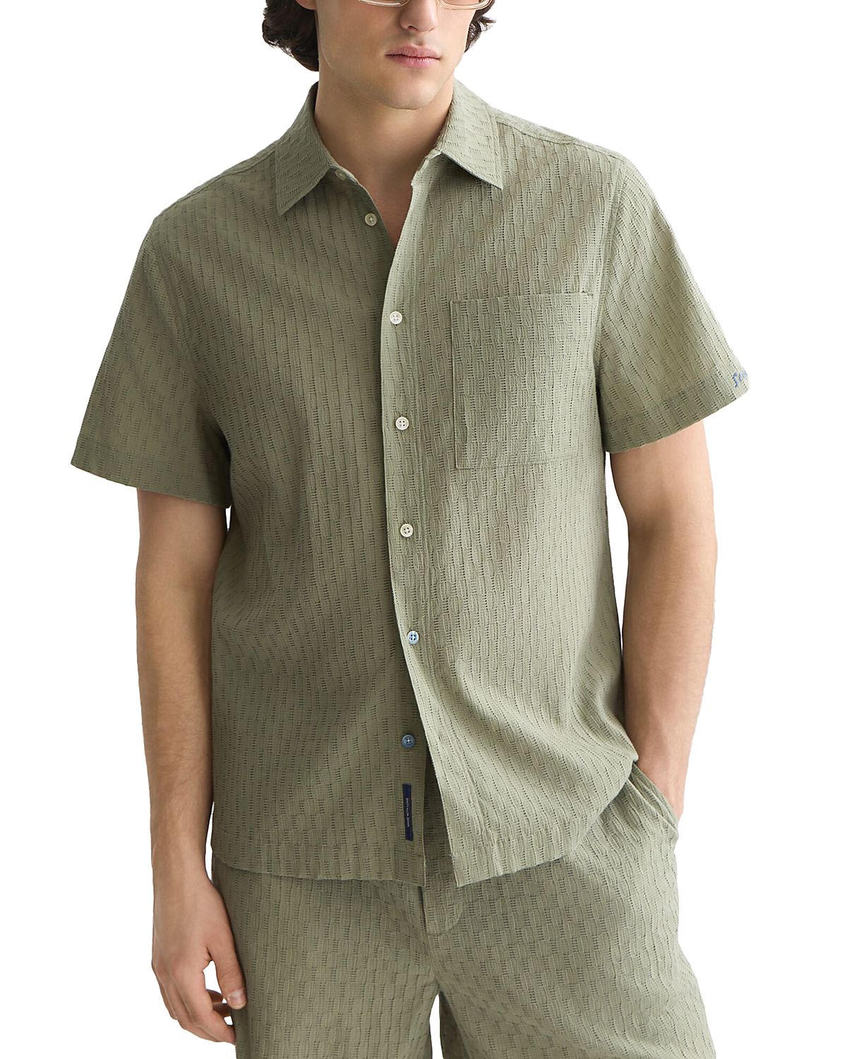 Scotch & Soda Jacquard Seersucker Regular Fit Short Sleeved Shirt