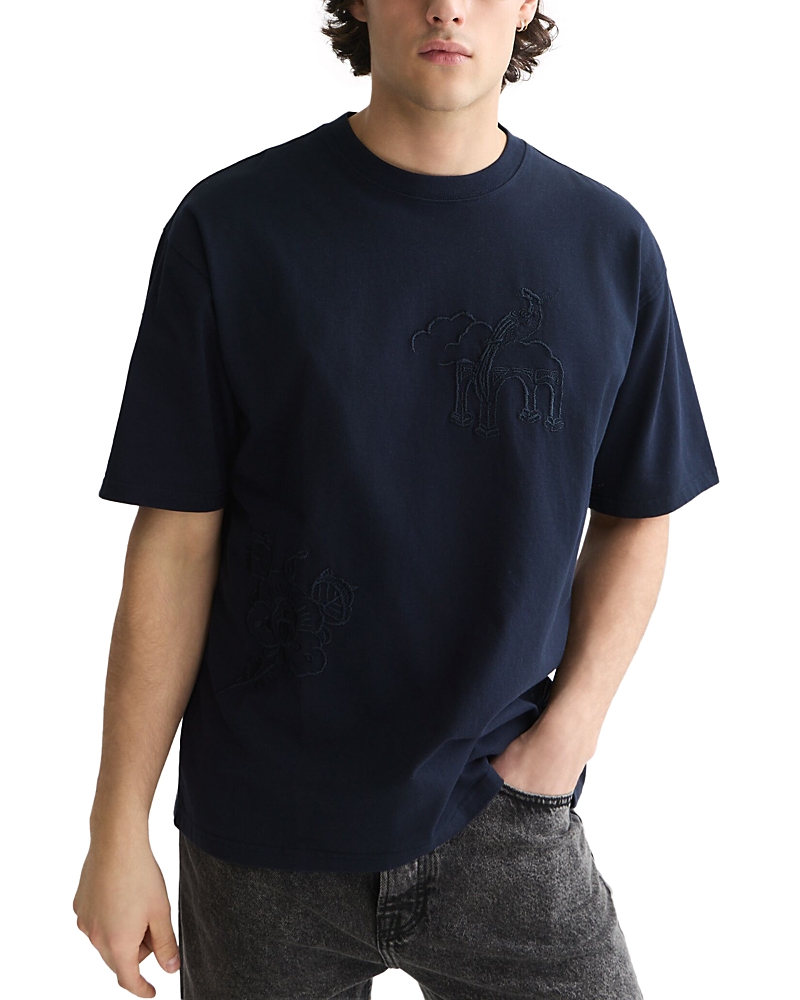 Scotch & Soda Delfts Blau Embroidered T-Shirt