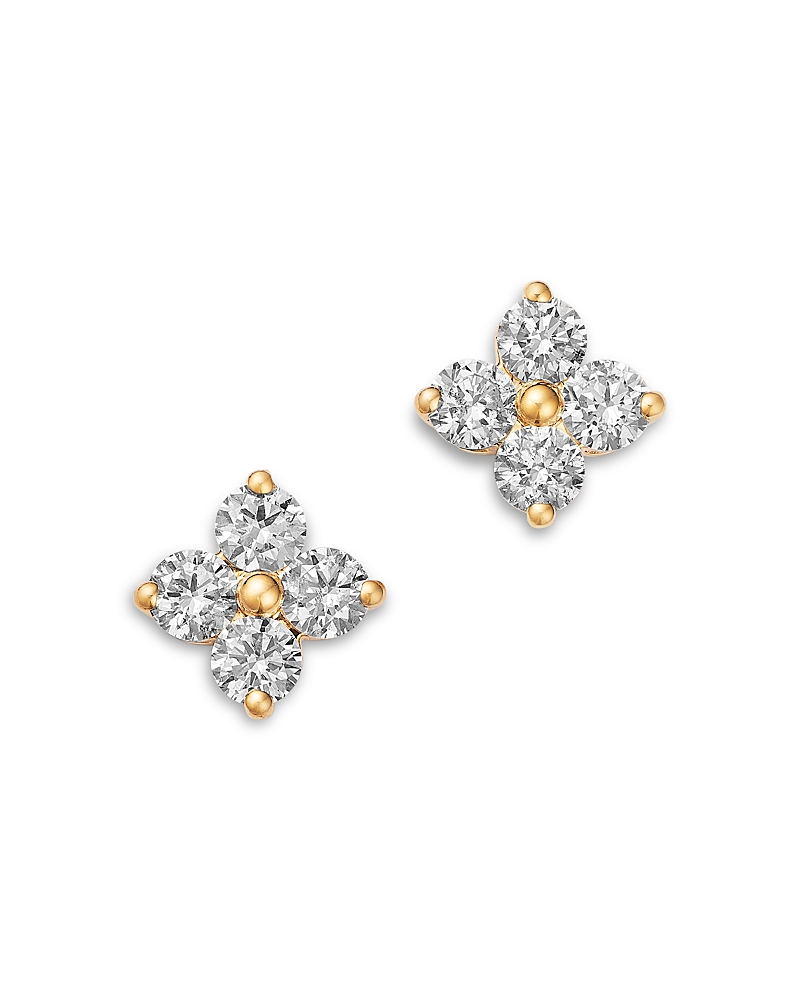 Bloomingdale's Fine Collection Diamond Clover Stud Earrings in 14K Yellow Gold, 1.0 tcw