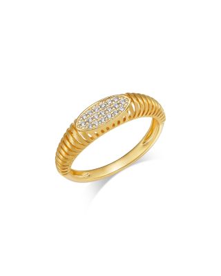 Diamond Textured Pave Band in 14K Yellow Gold, 0.10 tcw