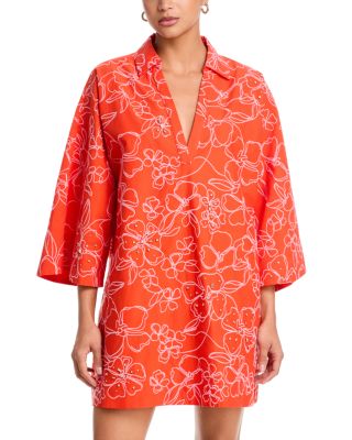 Embroidered Poplin Arcia Kaftan Dress