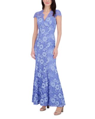 Illusion Neck Cap Sleeve Gown