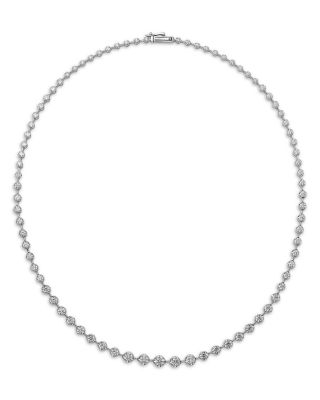 Certified Diamond Graduated Tennis Necklace in 14K White Gold, 7.0 tcw